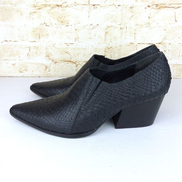 Matisse Boots Women 10M Black Snake Embossed Leather Pointed Toe Low Cut Western - Picture 5 of 13